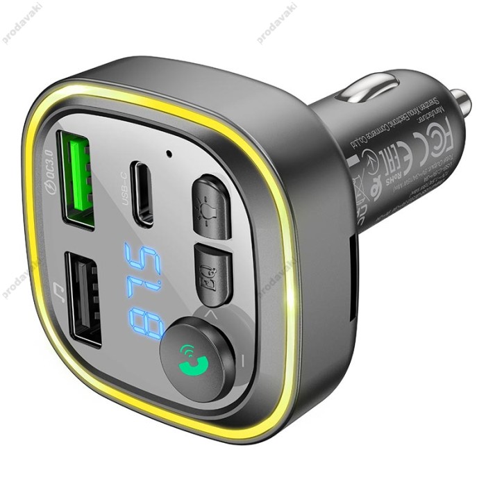 FM - трансмітер Borofone BC48 Broad car BT FM transmitter 18W Black