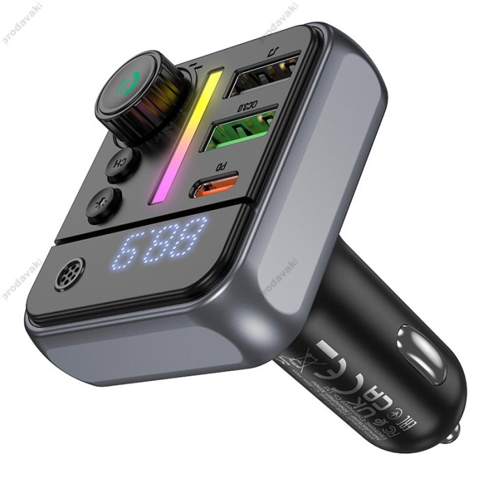 FM - трансмітер Borofone BC50 Ascenso car BT FM transmitter 38W Black