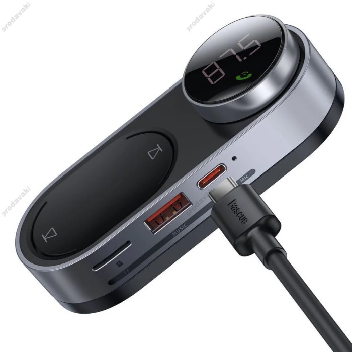 FM - трансмітер Baseus Solar Car Wireless MP3 Player Black (CDMP000001)