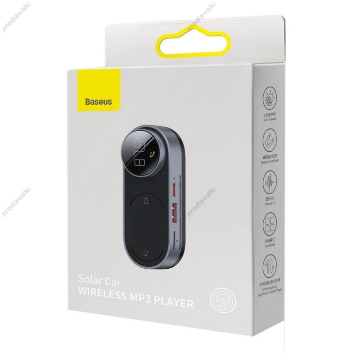 FM - трансмітер Baseus Solar Car Wireless MP3 Player Black (CDMP000001)