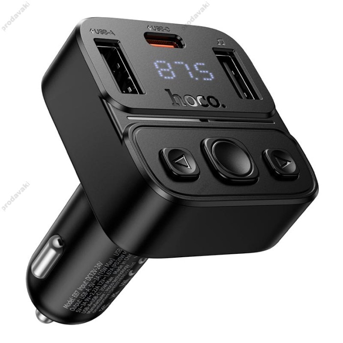 FM - трансмітер HOCO E87 Delta with Bluetooth 35W Black