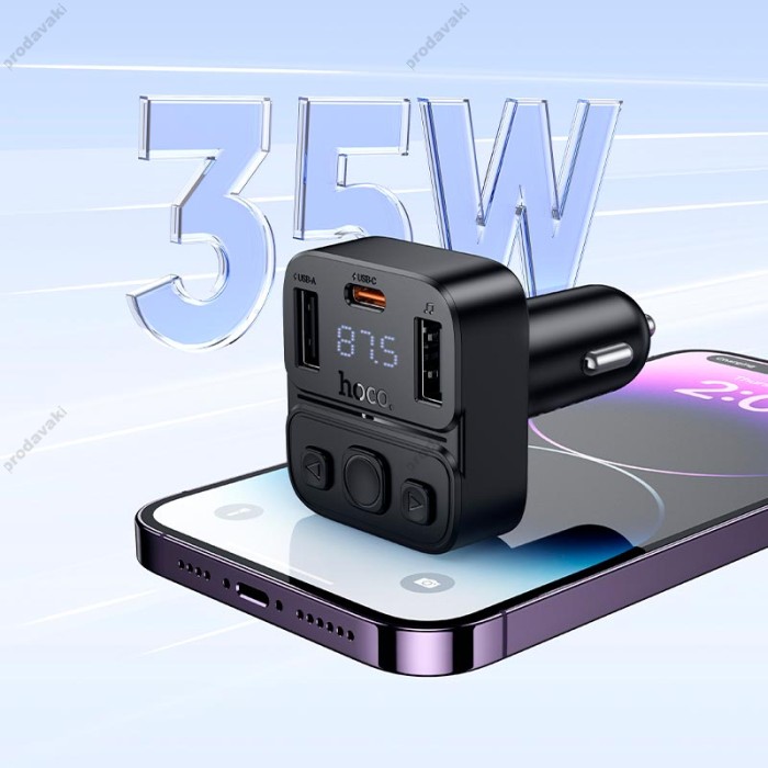 FM - трансмітер HOCO E87 Delta with Bluetooth 35W Black