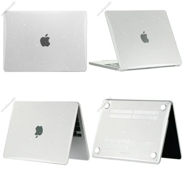Чохол накладка HardShell Case для MacBook New Air 15.3 2023-2026 M2/M3/M4/M5 Глянцевий Glitter Clear