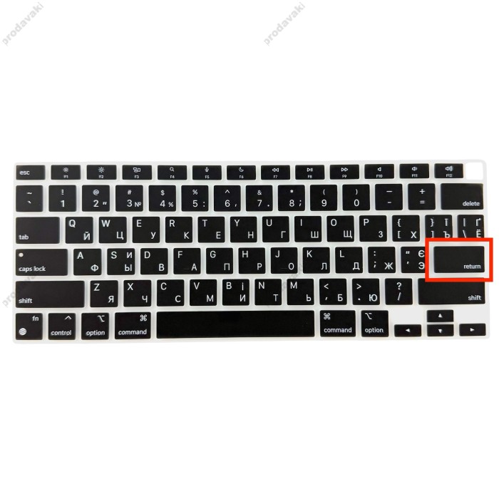 Силіконова накладка xVibe на клавіатуру MacBook NEO 13 2026 Українскі літери US Black