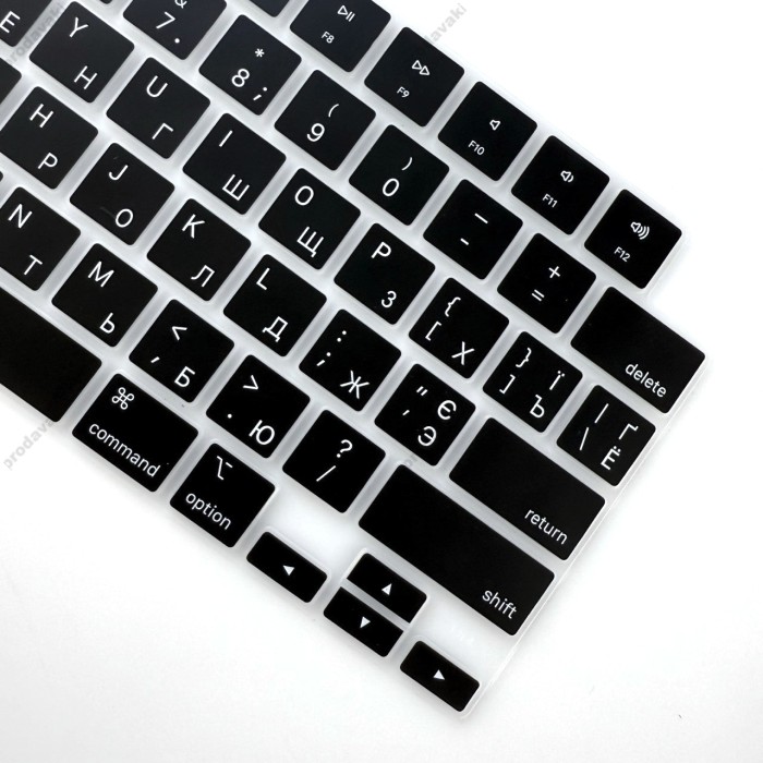 Силіконова накладка xVibe на клавіатуру MacBook New Pro 16.2" 2021-2026 Українскі літери US Black