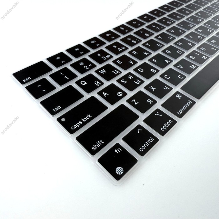 Силіконова накладка xVibe на клавіатуру MacBook New Pro 16.2" 2021-2026 Українскі літери US Black