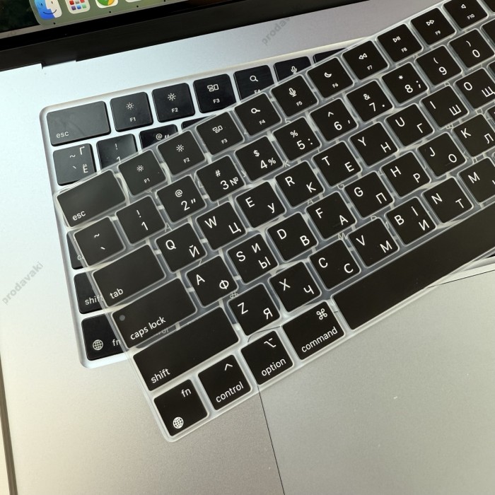Силіконова накладка xVibe на клавіатуру MacBook New Air 15.3 2023-2026 Українскі літери US Black
