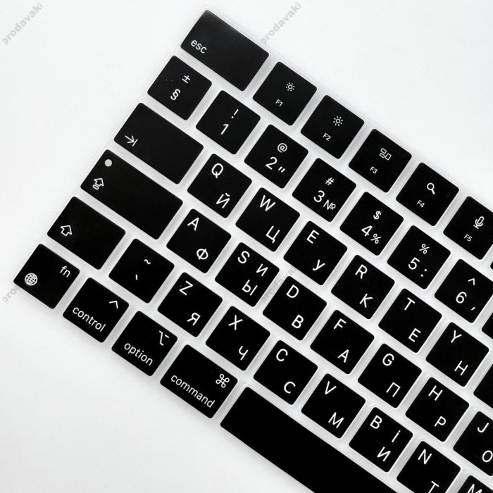 Силіконова накладка xVibe на клавіатуру MacBook New Pro 16.2" 2021-2026 Українскі літери EU Black
