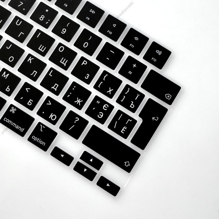 Силіконова накладка xVibe на клавіатуру MacBook New Pro 16.2" 2021-2026 Українскі літери EU Black