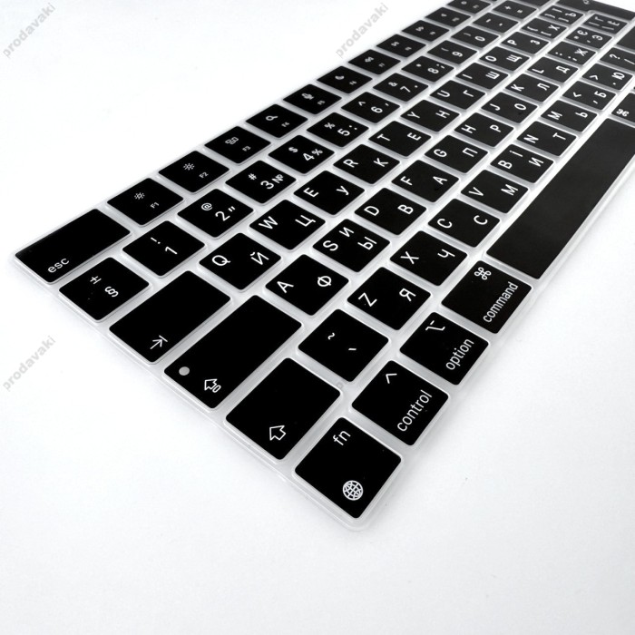 Силіконова накладка xVibe на клавіатуру MacBook New Pro 13" 2020/2022 Українскі літери EU Black
