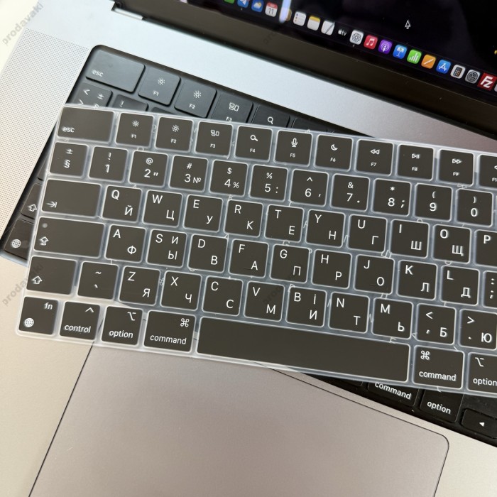 Силіконова накладка xVibe на клавіатуру MacBook New Pro 16.2" 2021-2026 Українскі літери EU Black