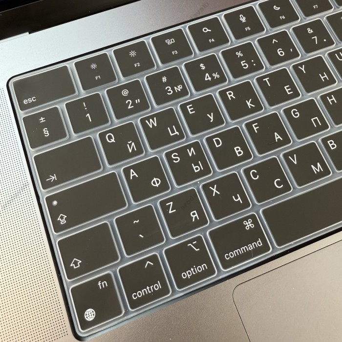 Силіконова накладка xVibe на клавіатуру MacBook New Pro 16.2" 2021-2026 Українскі літери EU Black