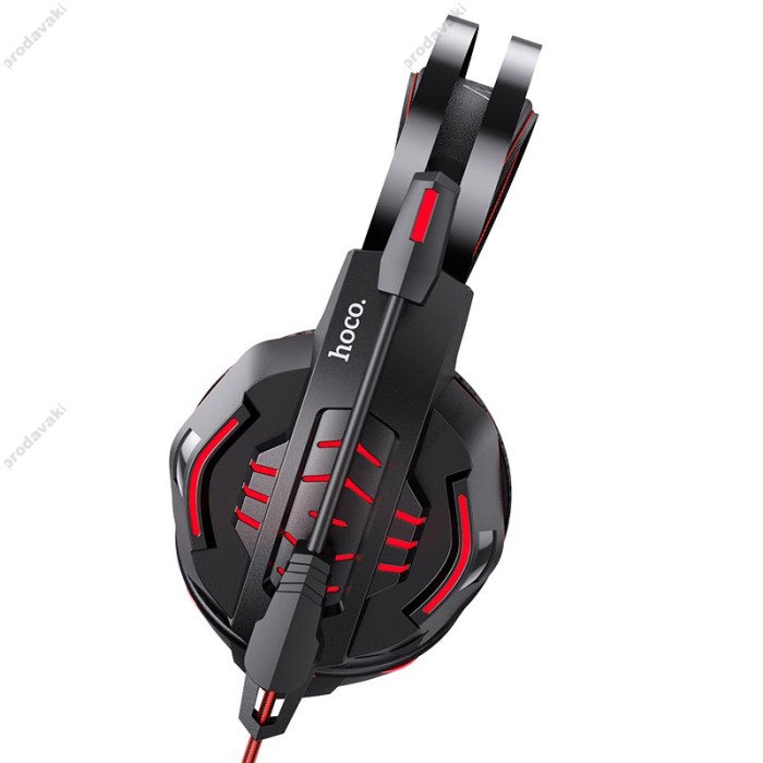 Дротові навушники HOCO W102 gaming Cool tour headphones LED Black-red