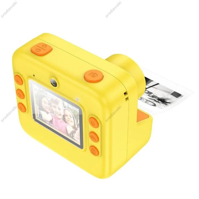 Фотоапарат дитячий з друком HOCO DV200 Dual lens children printing camera Yellow