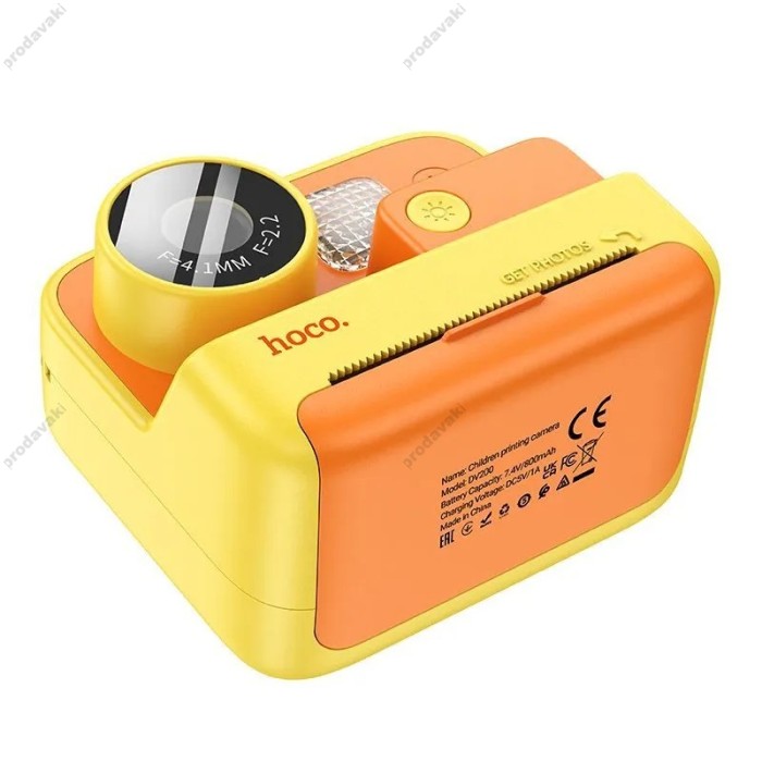 Фотоапарат дитячий з друком HOCO DV200 Dual lens children printing camera Yellow