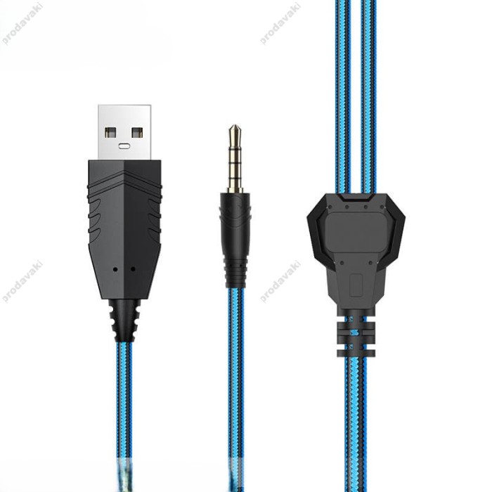 Дротові навушники HOCO W105 LED Joyful Gaming Headphones HD Mic Black-blue