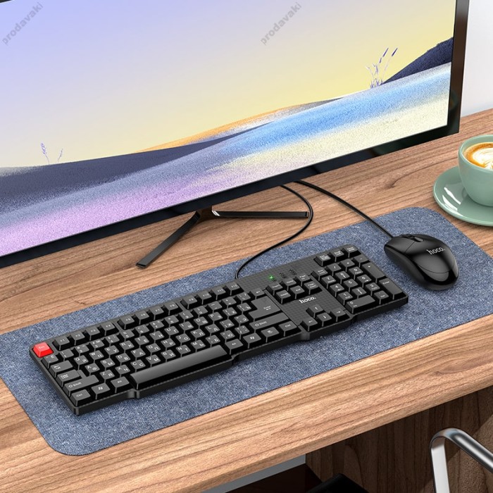 Комп'ютерна Клавіатура та Миша HOCO GM16 Business keyboard and mouse set (Keyboard RU/ENG розкладка / Mouse) Black