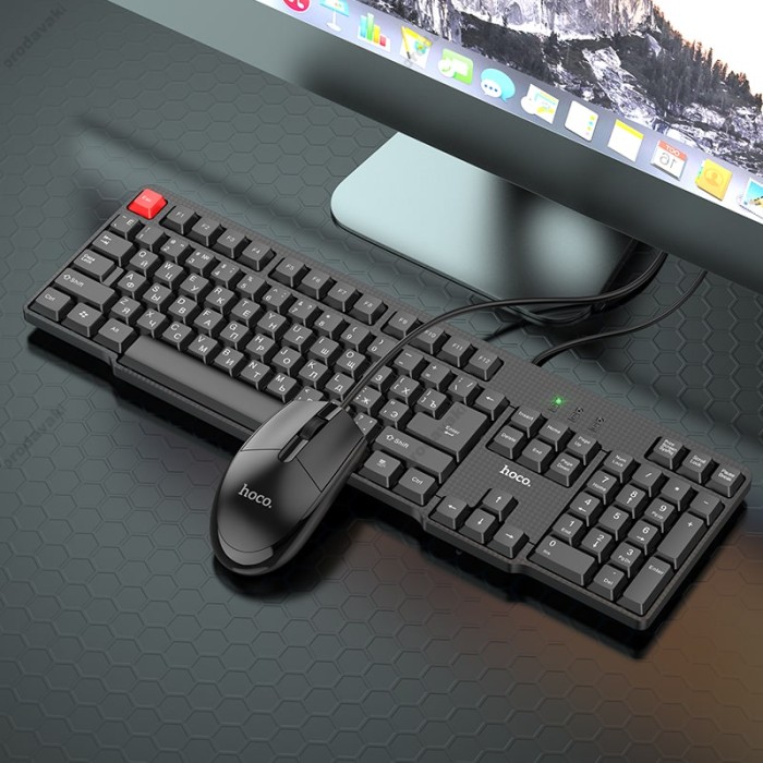 Комп'ютерна Клавіатура та Миша HOCO GM16 Business keyboard and mouse set (Keyboard RU/ENG розкладка / Mouse) Black