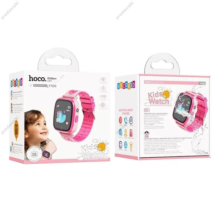 Дитячий смарт-годинник HOCO Y100 children watch with call function call gsm hd camera ip65 Pink
