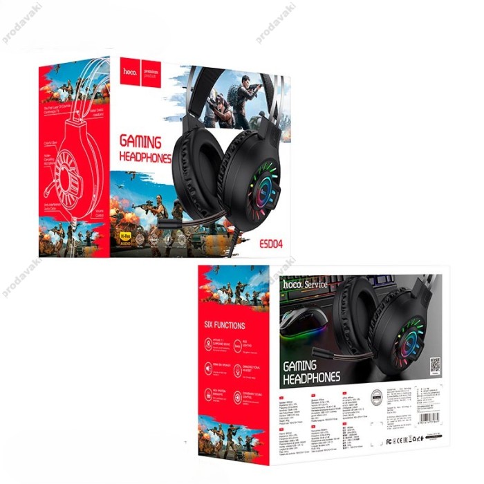 Дротові навушники HOCO ESD04 Cool Game LED Hi-Res Black