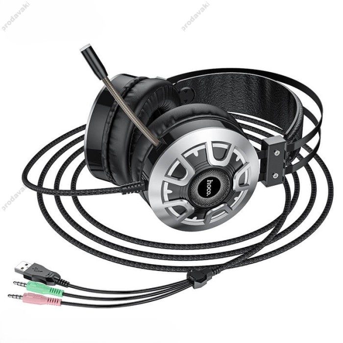 Дротові навушники HOCO ESD05 Gaming LED headphones Hi-Res Black