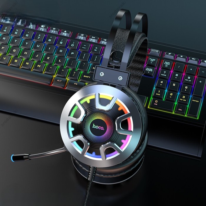 Дротові навушники HOCO ESD05 Gaming LED headphones Hi-Res Black