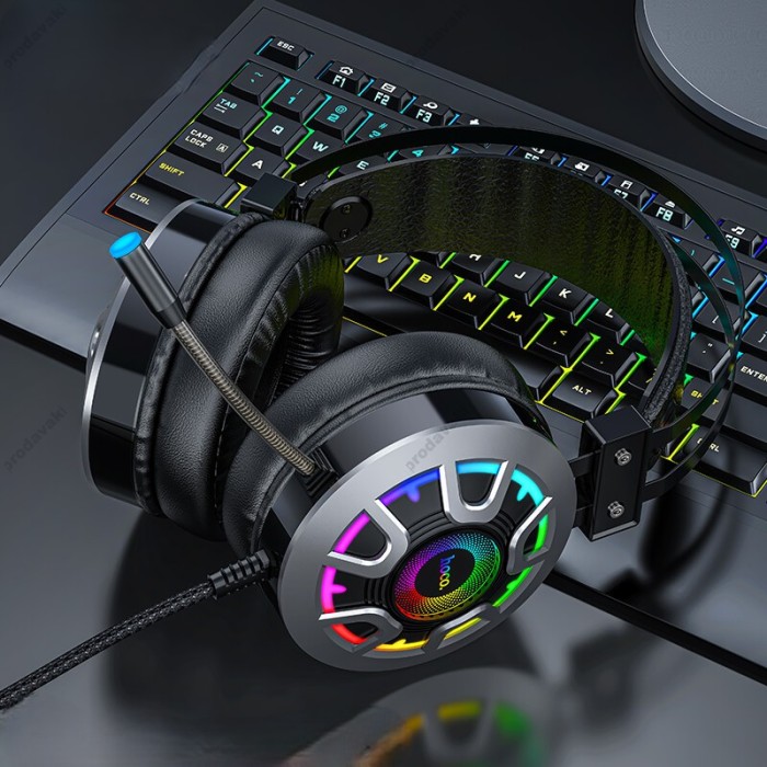 Дротові навушники HOCO ESD05 Gaming LED headphones Hi-Res Black