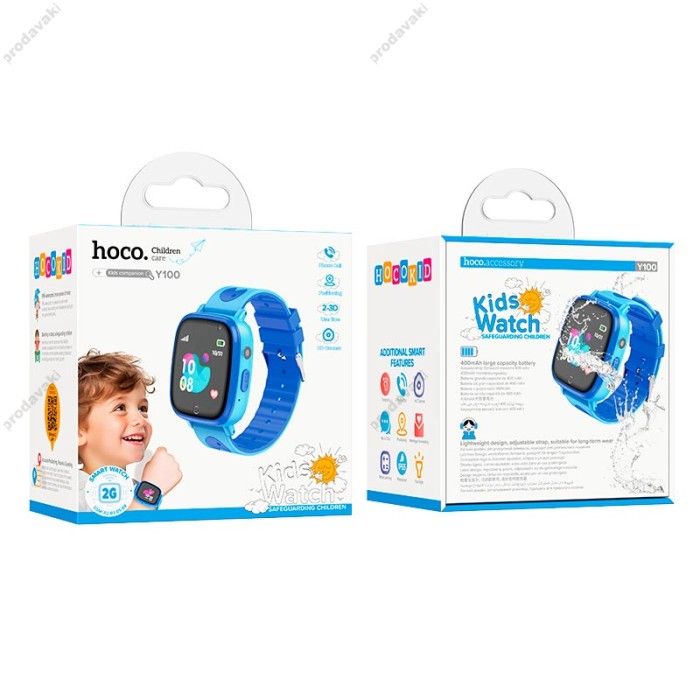Дитячий смарт-годинник HOCO Y100 children watch with call function call gsm hd camera ip65 Blue