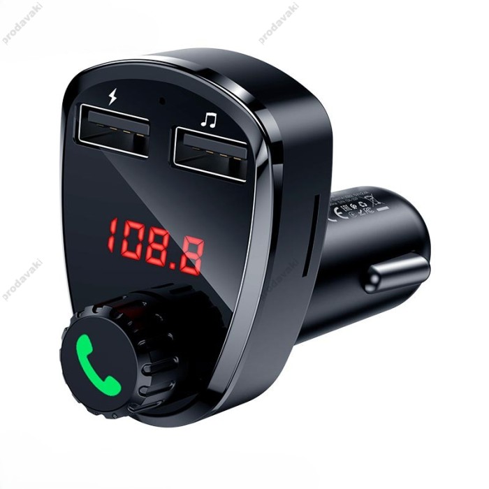 FM - трансмітер HOCO DE24 Superior Car BT Transmitter 2USB 2.4A TF/U Disk Black