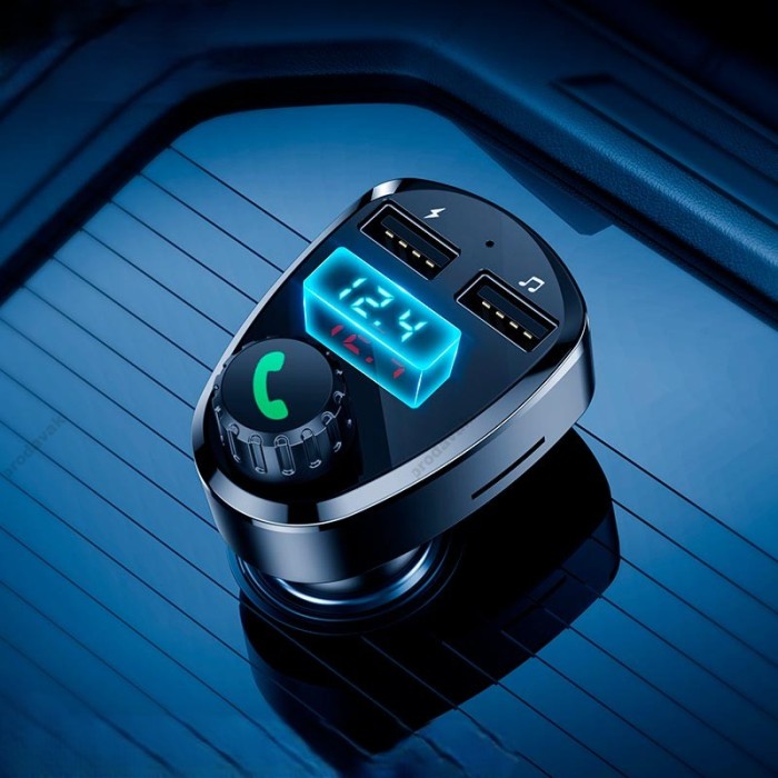 FM - трансмітер HOCO DE24 Superior Car BT Transmitter 2USB 2.4A TF/U Disk Black
