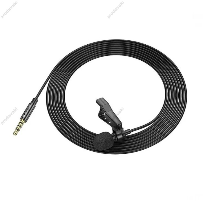 Мікрофон дротовий петличний BOROFONE BFK11 Elegant lavalier 3.5мм 2m Black