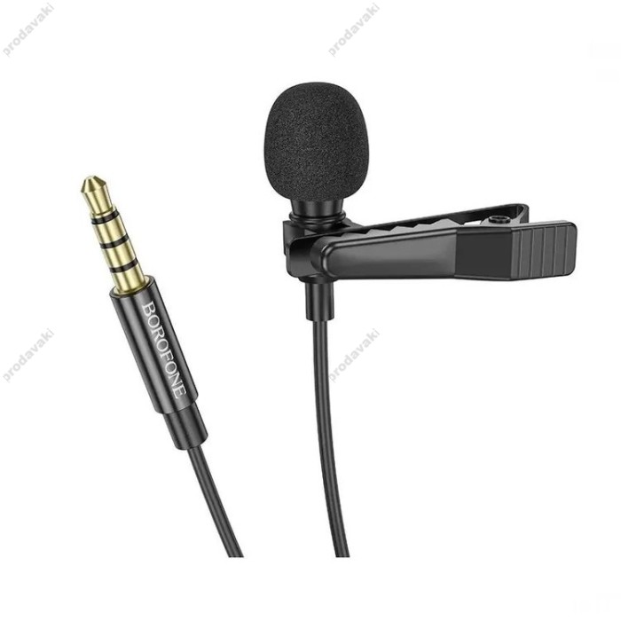 Мікрофон дротовий петличний BOROFONE BFK11 Elegant lavalier 3.5мм 2m Black