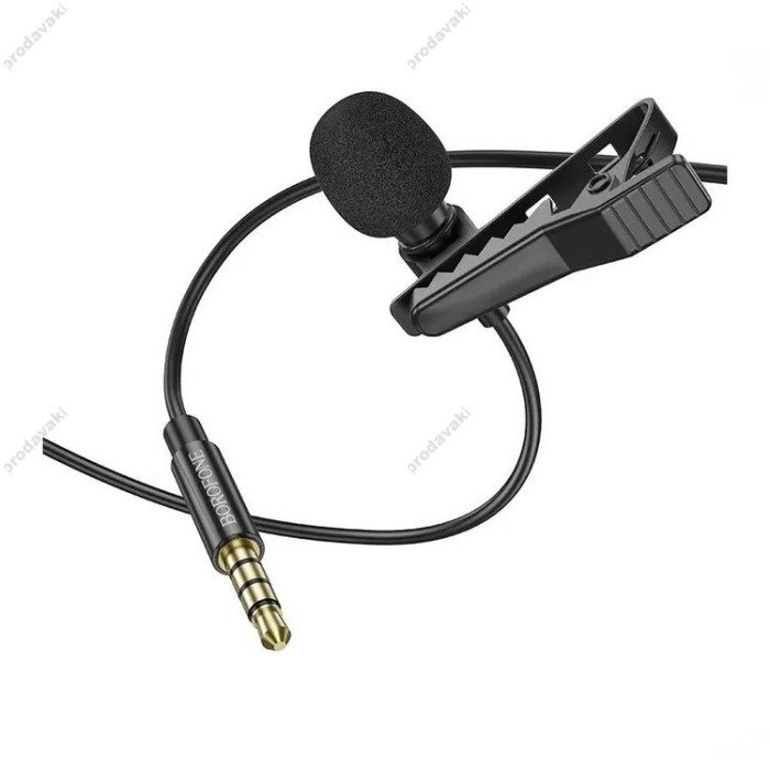 Мікрофон дротовий петличний BOROFONE BFK11 Elegant lavalier 3.5мм 2m Black