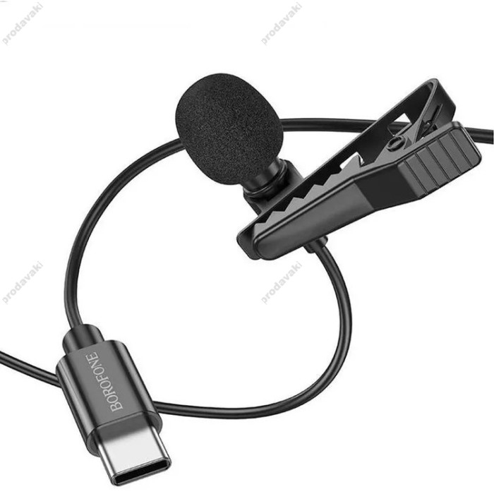 Мікрофон дротовий петличний BOROFONE BFK11 Elegant lavalier Type-C 2m Black