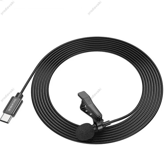 Мікрофон дротовий петличний BOROFONE BFK11 Elegant lavalier Type-C 2m Black