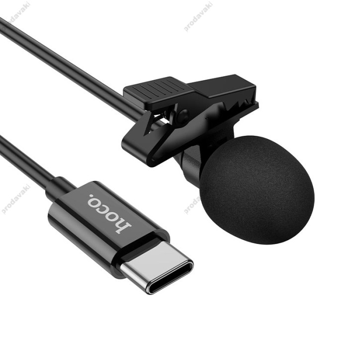 Мікрофон дротовий петличний HOCO L14 Type-C Lavalier microphone 2m Black