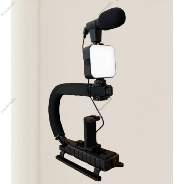 Одноосьовий стабілізатор Gimbal Stabilizer CH AY-49U Multifunctional Microphone та LED