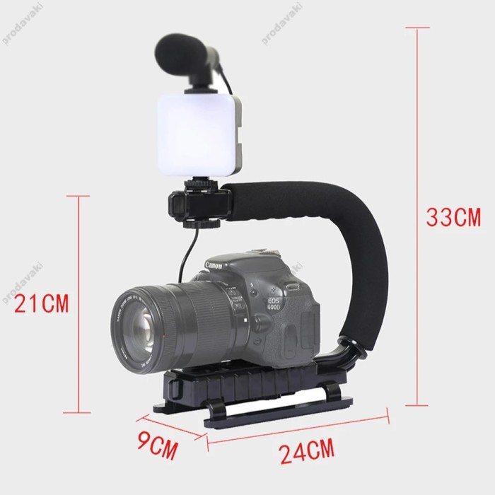 Одноосьовий стабілізатор Gimbal Stabilizer CH AY-49U Multifunctional Microphone та LED