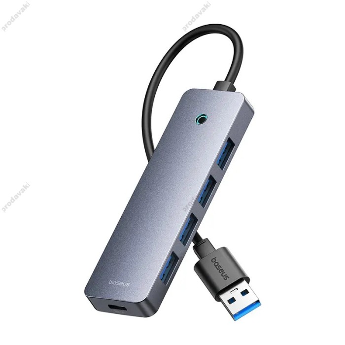 USB-Хаб Baseus UltraJoy Series 4в1 USB to 4xUSB 3.0 15cm Grey B0005280B811-10