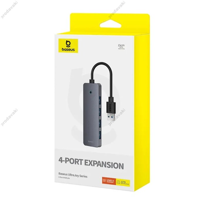 USB-Хаб Baseus UltraJoy Series 4в1 USB to 4xUSB 3.0 15cm Grey B0005280B811-10