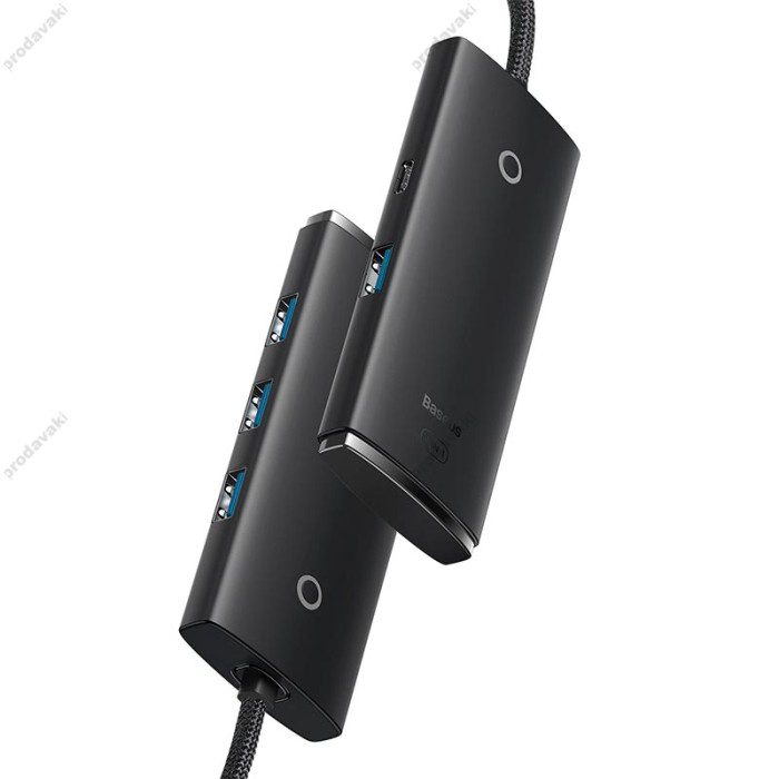 USB-Хаб Baseus Lite Series 4в1 USB to 4xUSB 3.0 25cm Black WKQX030001