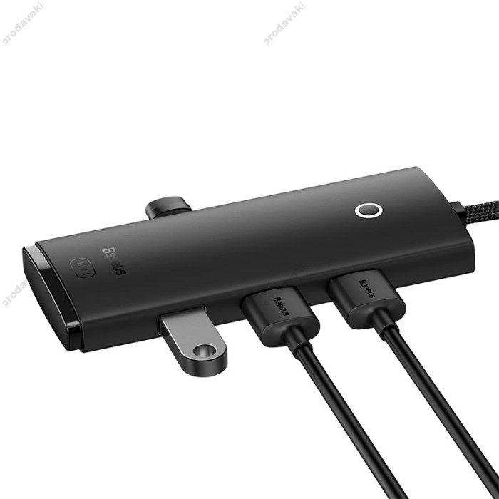 USB-Хаб Baseus Lite Series 4в1 USB to 4xUSB 3.0 25cm Black WKQX030001