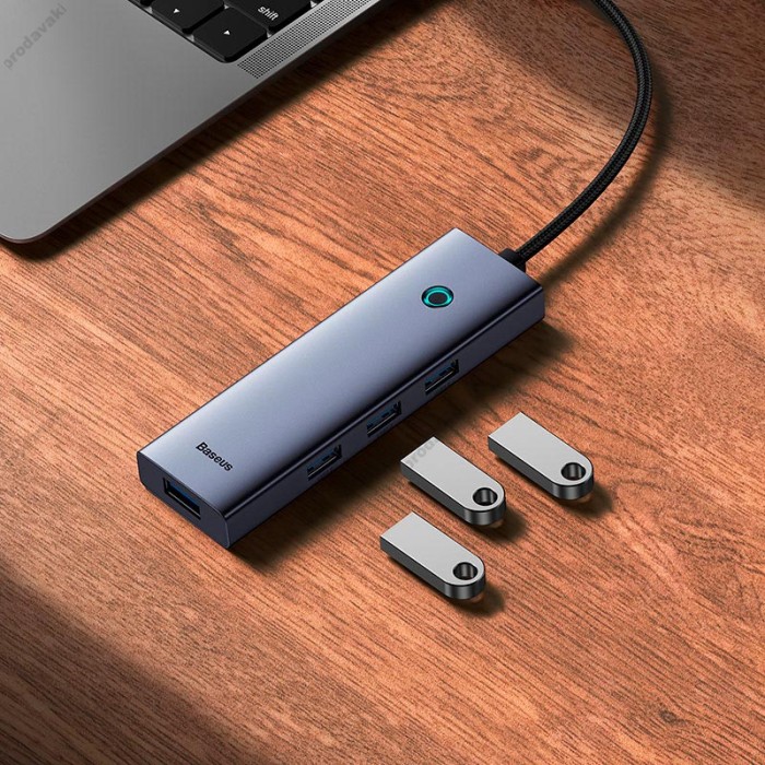 USB-Хаб Baseus UltraJoy Series Docking Station 6в1 Type-C to HDMI+4xUSB 3.0 Grey B00052809813-00