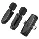 Бездротовий мікрофон Hoco L15 Lightning / Type-C Wireless Digital Microphone Crystal lavalier Black