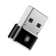 Перехідник BASEUS USB Male To Type - C Female 2.4A Black (CAAOTG-01)