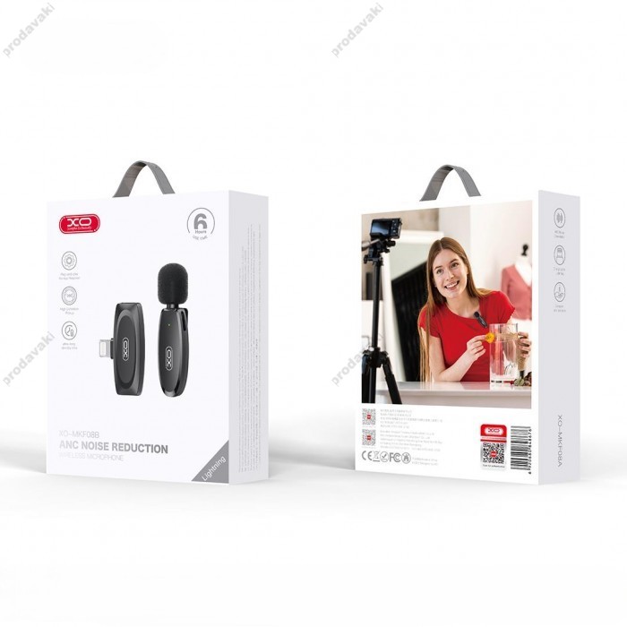 Бездротовий мікрофон XO MKF08B Lightning  wireless Collarclip microphone Black