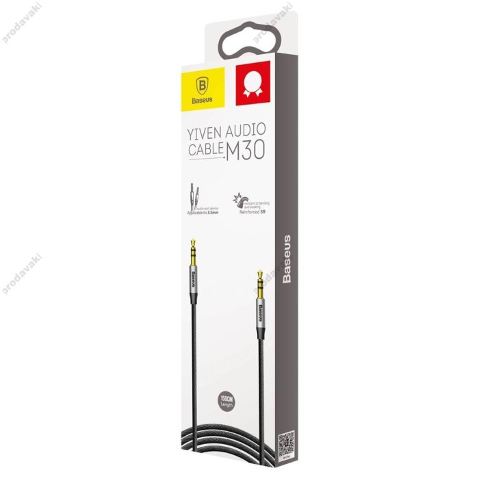 Аудіокабель AUX Baseus Yiven M30 1.5m Black-Silver (CAM30-CS1)
