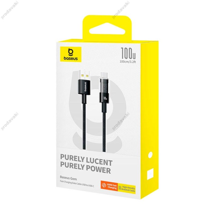 Кабель Baseus Gem Fast-Charging Data Cable USB to Type-C 100W 6A 1m Black P10373002111-00