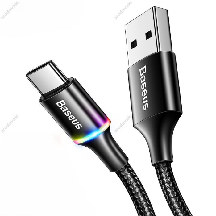 Кабель Baseus Halo USB to Type-C 3A 1m Black CATGH-B01