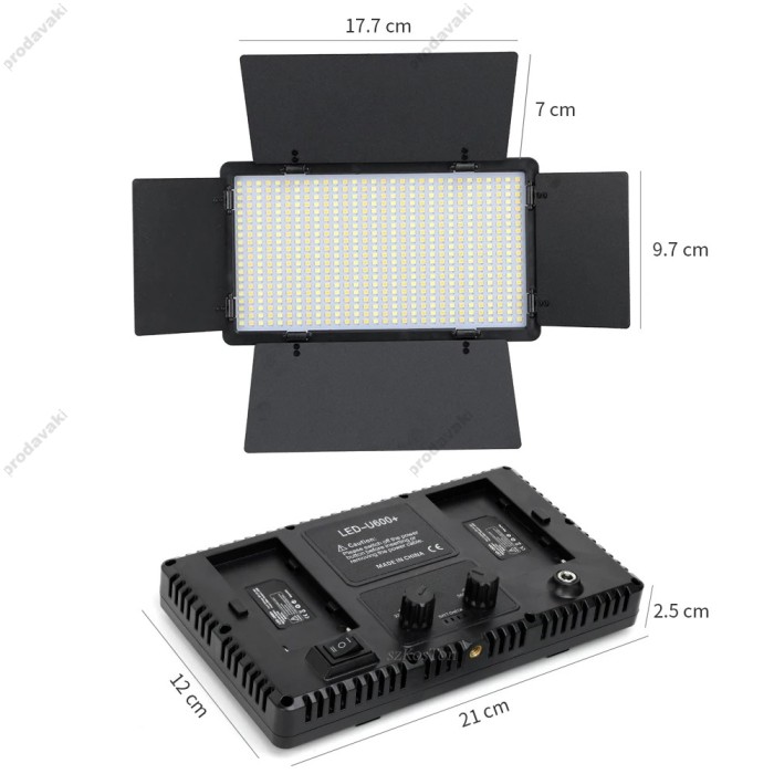Лампа відеосвітло LED CH U600 Remote 21х12 cm 480 Lights 3200K-5500K